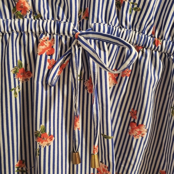 Blue Pinstripe Floral "Hint of Blush" dress - Picture 3 of 6